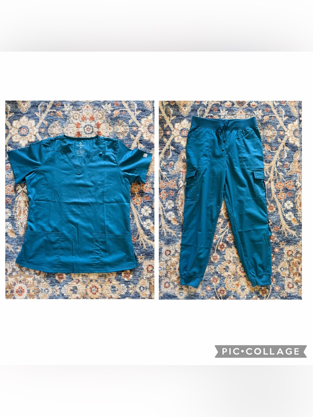 New women’s Butter Soft flxtek scrub set teal aqua size medium